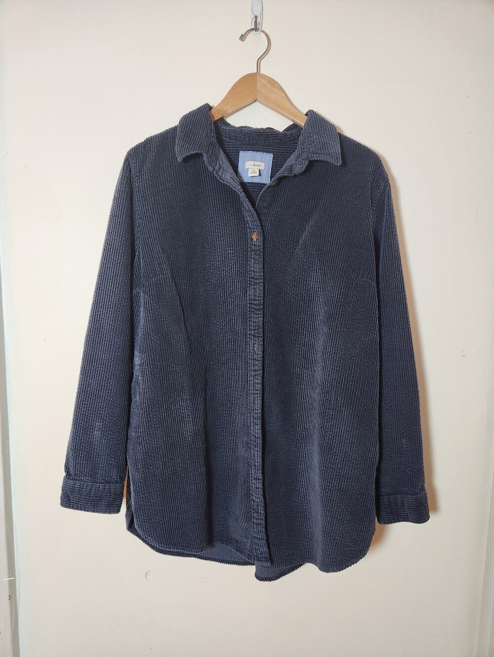 L.L.Bean Women’s XL Corduroy Tunic Shirt 100% Cotton Button Front Pockets